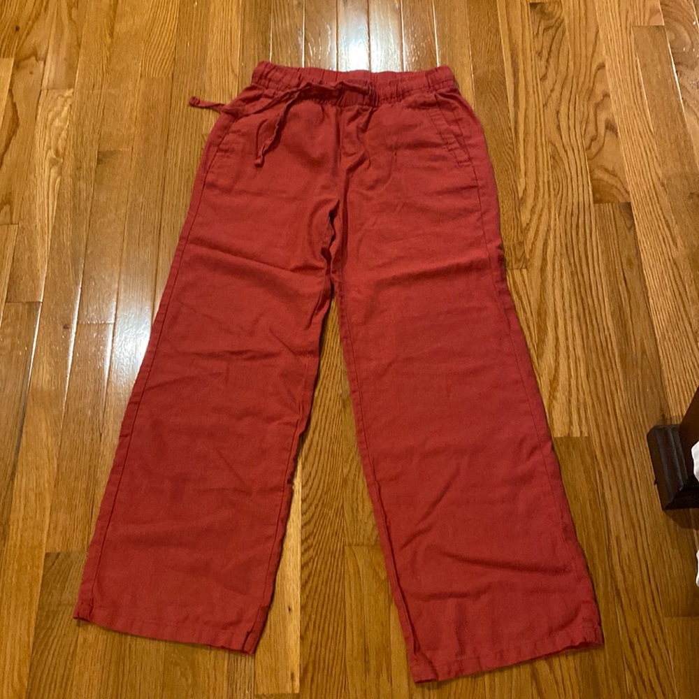Old Navy Womens Red Linen Blend Wide Leg Pants Size XS New without tags